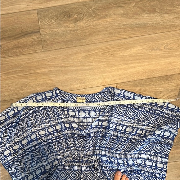 Blue Geometric Swim Coverup/Dress that cinches in The Front - Picture 3 of 6